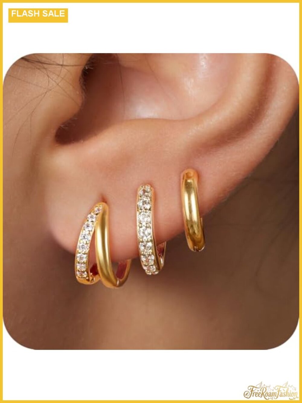 Small Hypoallergenic Gold Hoop Earrings Set for Women Surgical Steel 14K Gold